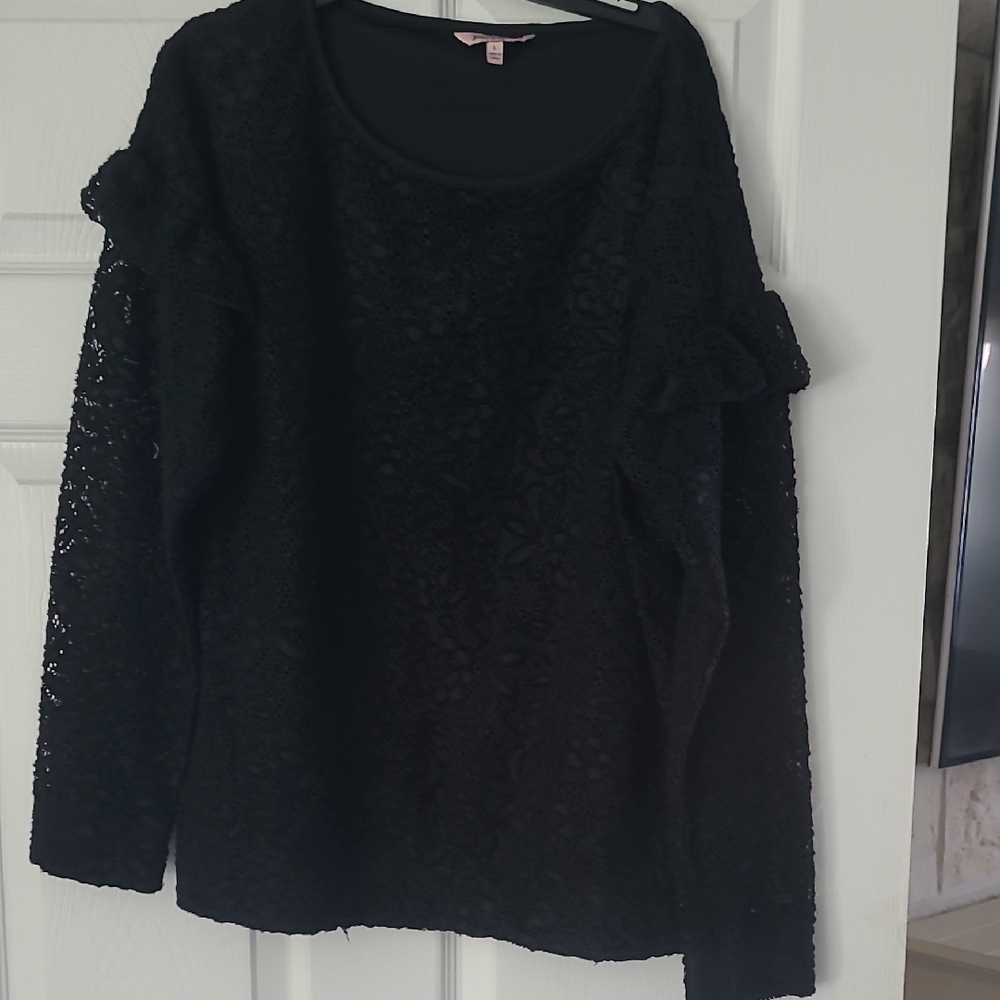 Juicy Couture Black Lace Long Sleeve Sweatshirt